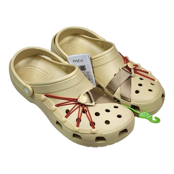 Crocs Classic Lockdown Clog Beige With Red Details Mens Size 12 Adjustable Strap - Picture 10 of 10